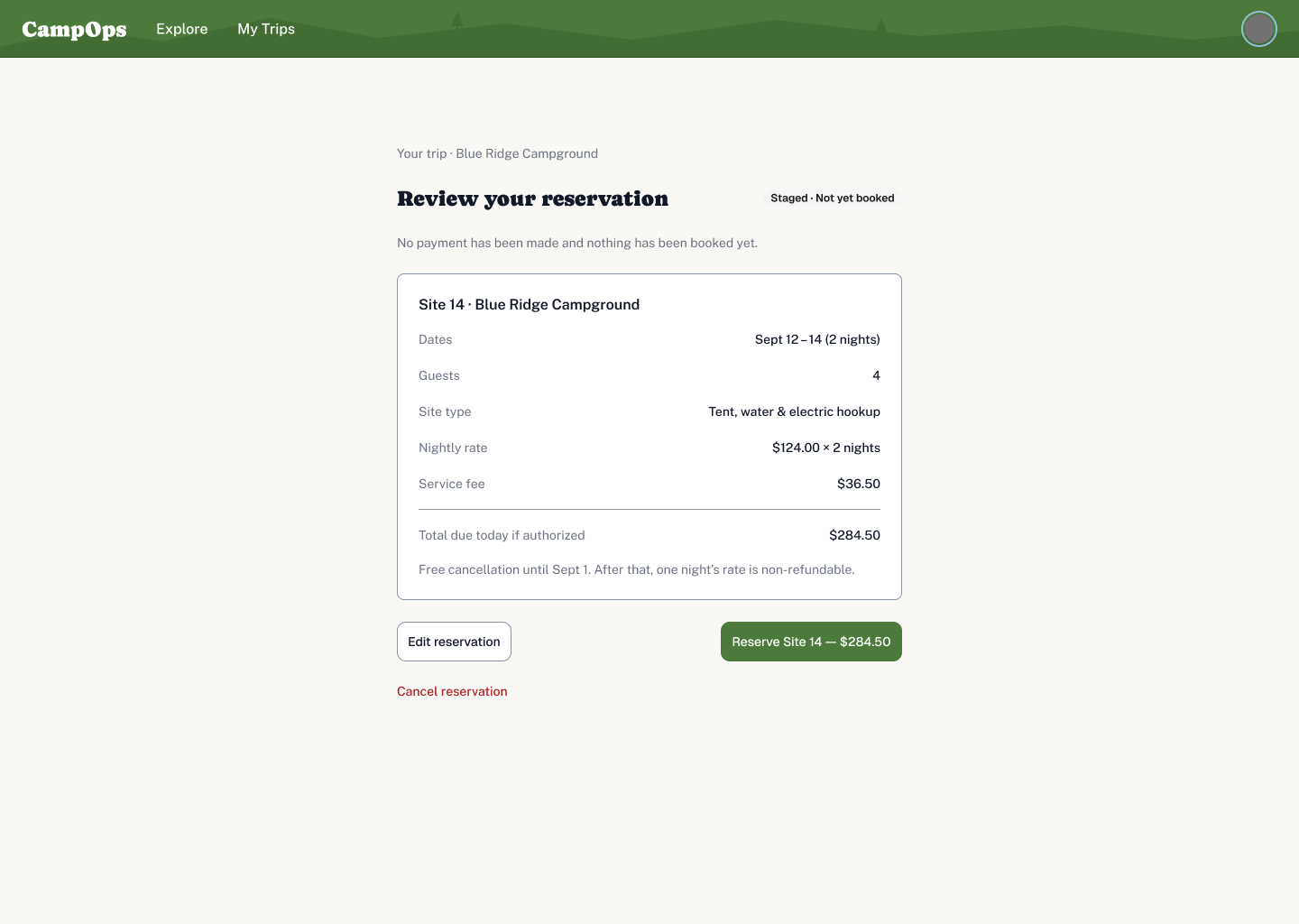 Reservation Review — Desktop Reservation Review — Desktop