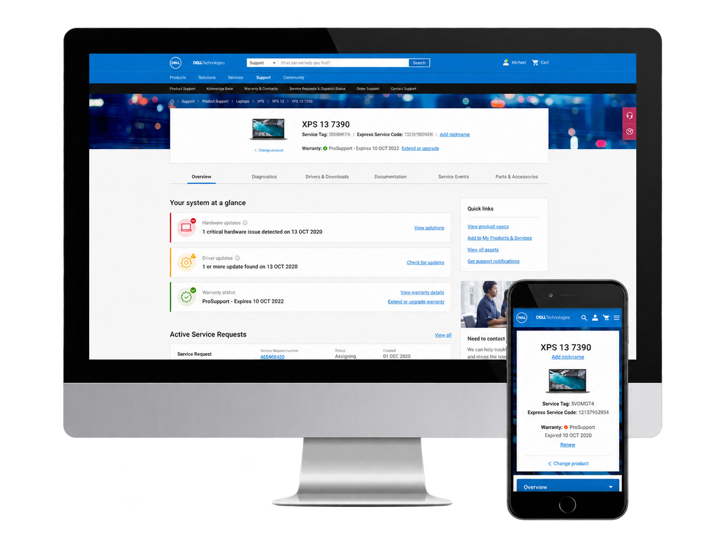 Dell Product Support mockups
